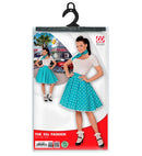 Turquoise 50S Polka Dots Skirt & Neck Scarf