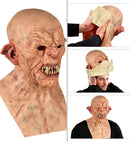 Silicone Look Zombie Full Head Mask With Neck & Chest