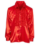 Red Satin Ruffle Shirt