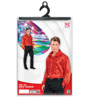 Red Satin Ruffle Shirt