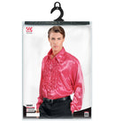 The 70S Disco Fashion  Pink Satin Ruffle Shirt 