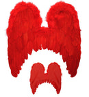 Red Feathered Wings With Marabou Trim &  46X48 Cm
