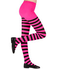 Pink/Black Striped Pantyhose 70 Den