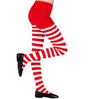 White/Red Striped Pantyhose 70 Den