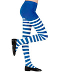 White/Blue Striped Pantyhose 70 Den