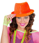 Neon Orange Sequin Fedora