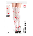 Queen Of Hearts Thigh Highs With White Satin Bow 70 Den