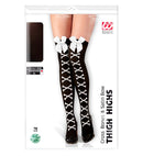 Cross Bones Thigh Highs With White Satin Bow 70 Den