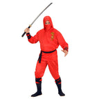 Red Dragon Ninja  Hooded Coat, Pants, Belt, Face Mask, Arm & Leg Ties 