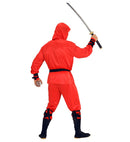 Red Dragon Ninja  Hooded Coat, Pants, Belt, Face Mask, Arm & Leg Ties 