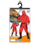 Red Dragon Ninja  Hooded Coat, Pants, Belt, Face Mask, Arm & Leg Ties 