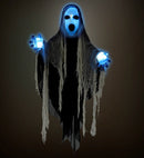 Sound Sensor Activated Sinister Reaper With Light-Up Head & Hands, Thunder Sounds And Eerie Laughter 153 Cm 