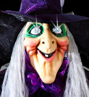Sound Sensor Activated Animated Turning & Talking Witch With Light-Up Eyes 183 Cm - Speaks 5 Different Rhymes 