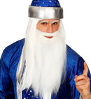 White Multicharacter Long Beard With Moustache Comfort Fit