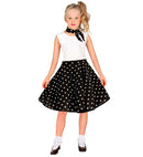 Black 50S Polka Dots Skirt & Neck Scarf Child Size  Adjustable Waist Circumference 28-33Cm 