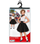 Black 50S Polka Dots Skirt & Neck Scarf Child Size  Adjustable Waist Circumference 28-33Cm 