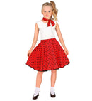 Red 50S Polka Dots Skirt & Neck Scarf Child Size  Adjustable Waist Circumference 28-33Cm 