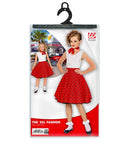 Red 50S Polka Dots Skirt & Neck Scarf Child Size  Adjustable Waist Circumference 28-33Cm 