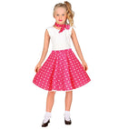 Pink 50S Polka Dots Skirt & Neck Scarf Child Size  Adjustable Waist Circumference 28-33Cm 