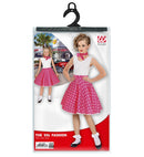 Pink 50S Polka Dots Skirt & Neck Scarf Child Size  Adjustable Waist Circumference 28-33Cm 