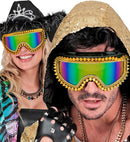 Goggles Après-Ski Winter Party Festival Studded Strass Gold