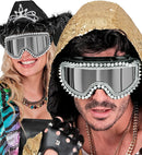 Goggles Après-Ski Winter Party Festival Studded Strass Silver