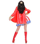 Super Hero Girl  Dress With Cape, Headpiece 