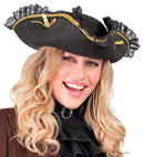 Felt Tricorn With Lace & Gold Trim