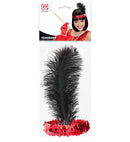 Red Sequin Headband With Feather