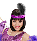 Purple Sequin Headband With Feather