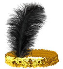 Gold Sequin Headband With Feather