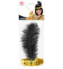 Gold Sequin Headband With Feather