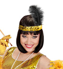 Gold Sequin Headband With Feather