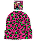 Hat Beanie Animalier Leopard Neon Pink Wool Look