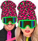 Hat Beanie Animalier Leopard Neon Pink Wool Look