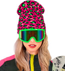 Hat Beanie Animalier Leopard Neon Pink Wool Look