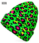 Hat Beanie Animalier Leopard Neon Green Wool Look