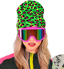 Hat Beanie Animalier Leopard Neon Green Wool Look