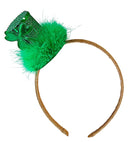 St. Patrick'S Day Mini Top Hat With Shamrock & Marabou Trim On Headband
