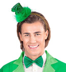 St. Patrick'S Day Mini Top Hat With Shamrock & Marabou Trim On Headband