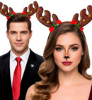 Reindeer Horns With Bows & Jingle Bells