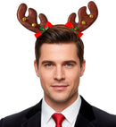 Reindeer Horns With Bows & Jingle Bells