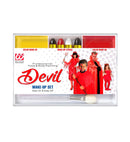 Devil Makeup Set  4 Makeup Sticks, Yellow & Red Makeup In Tray, Applicator  - Color Make Up 12 G, Sticks 8 G