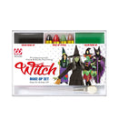 Witch Makeup Set  4 Makeup Sticks, Black & Green Makeup In Tray, Applicator 