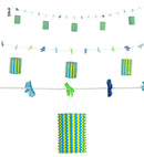 Blue/Yellow Lantern Garland With Flowers 3 M