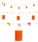 Orange/Yellow Lantern Garland With Flowers 3 M
