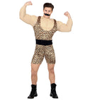 Strong Man  Overalls With Muscle Shirt And Belt, Moustache 