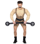 Strong Man  Overalls With Muscle Shirt And Belt, Moustache 