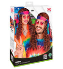 Brown Hippie Wig With Tie-Dye Headband In Box