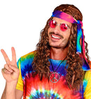 Brown Hippie Wig With Tie-Dye Headband In Box